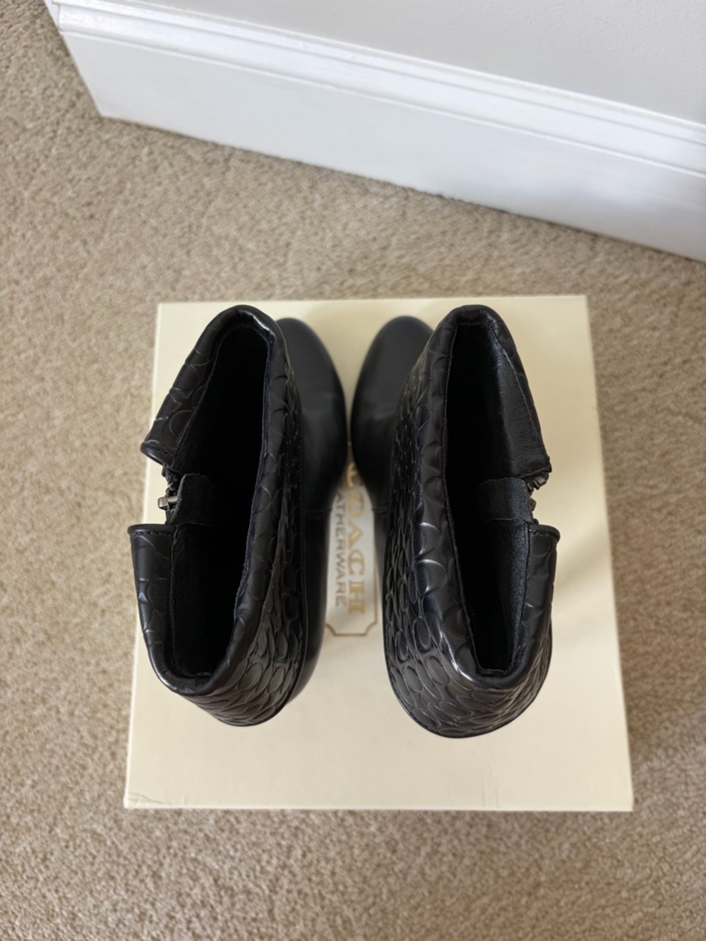 Coach Black Leather Fold-Over Cuff Ankle Booties - Picture 9 of 12